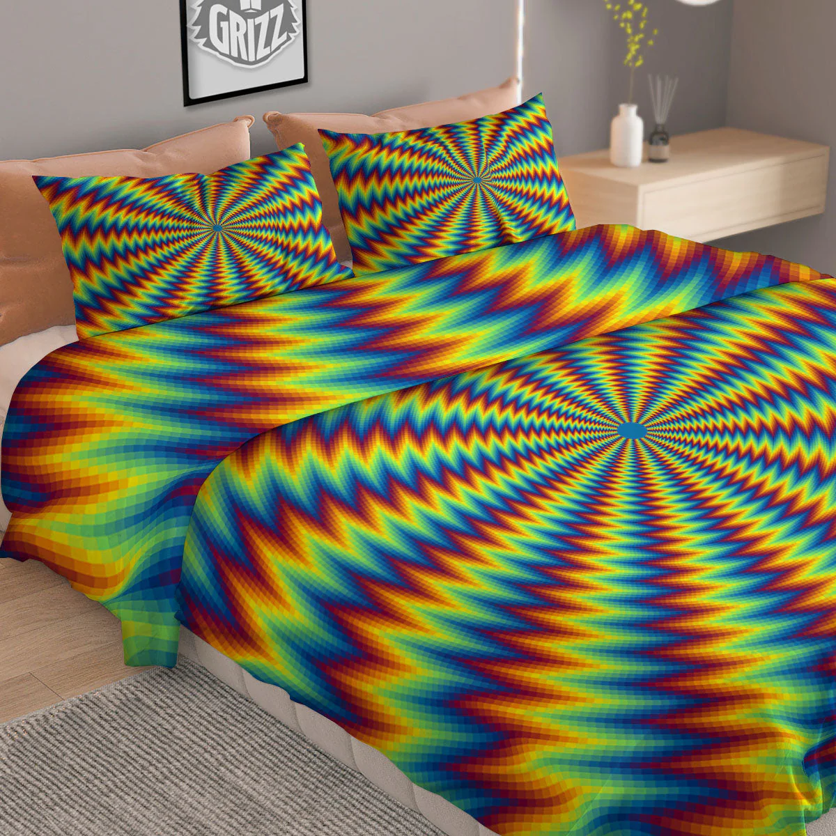 Optical Illusion Octagonal Psychedelic Duvet Cover Bedding Set - Image 2