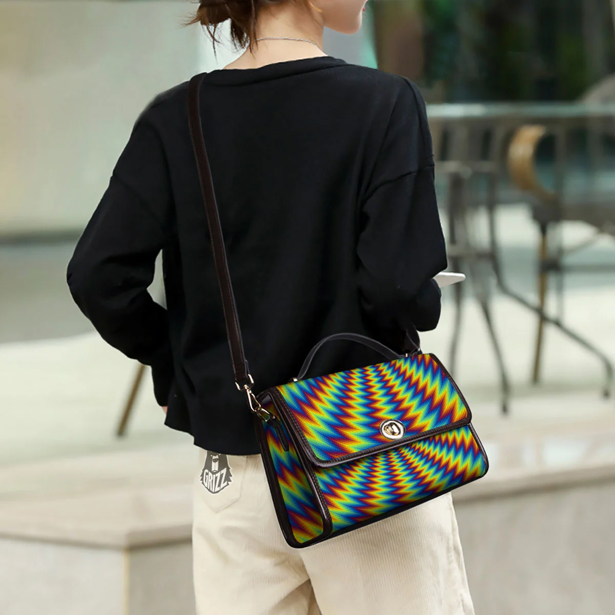 Optical Illusion Octagonal Psychedelic Women's Satchel Bag - Image 3