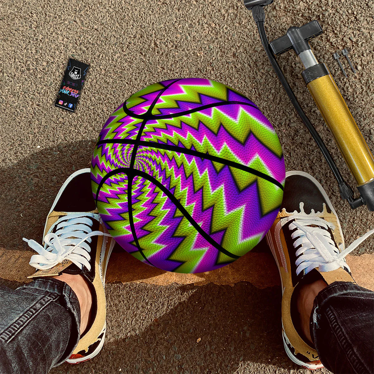 Optical Moving Illusion Abstract Twisted Basketball - Image 2