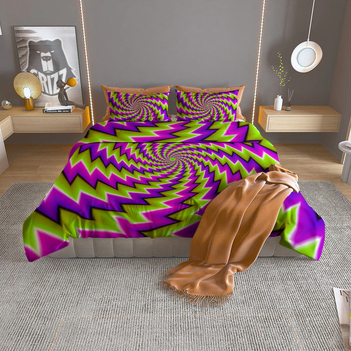 Optical Moving Illusion Abstract Twisted Duvet Cover Bedding Set