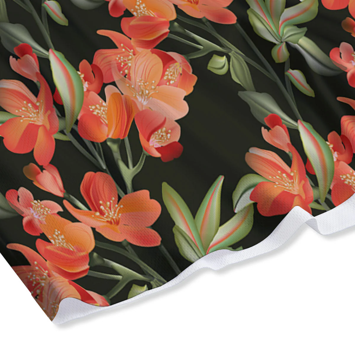 Orange Alstroemeria Print Pattern Mesh Shorts - Image 4