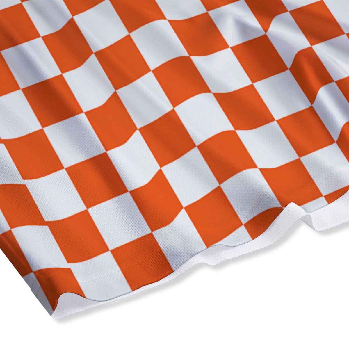 Orange And White Checkered Print Pattern Mesh Shorts - Image 4