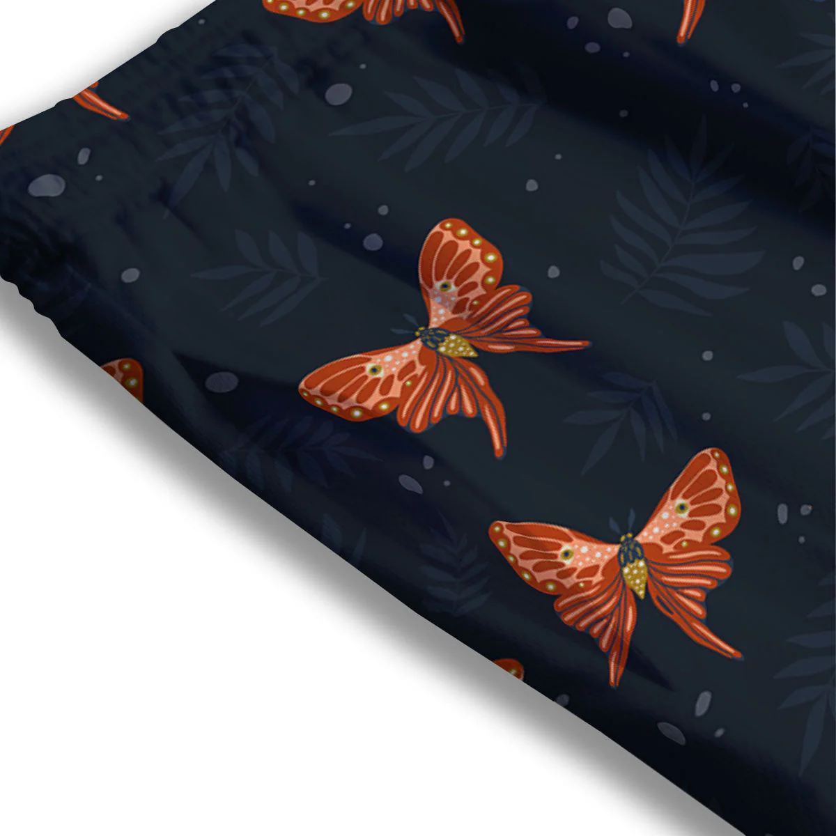 Orange Butterfly Monarch Print Pattern Mesh Shorts - Image 3