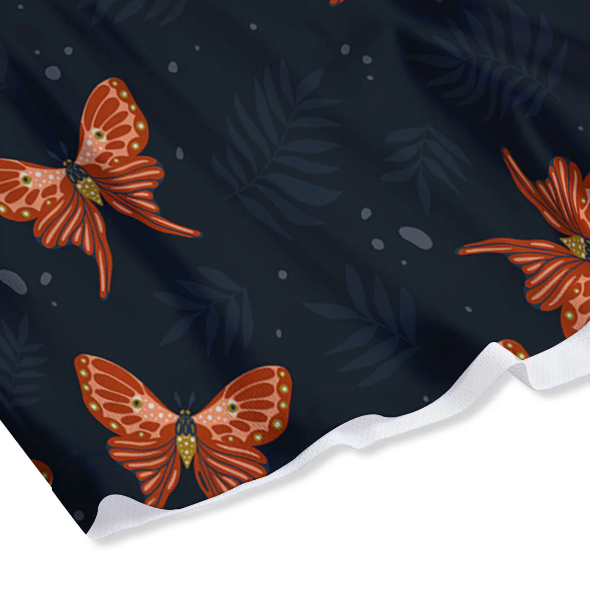 Orange Butterfly Monarch Print Pattern Mesh Shorts - Image 4