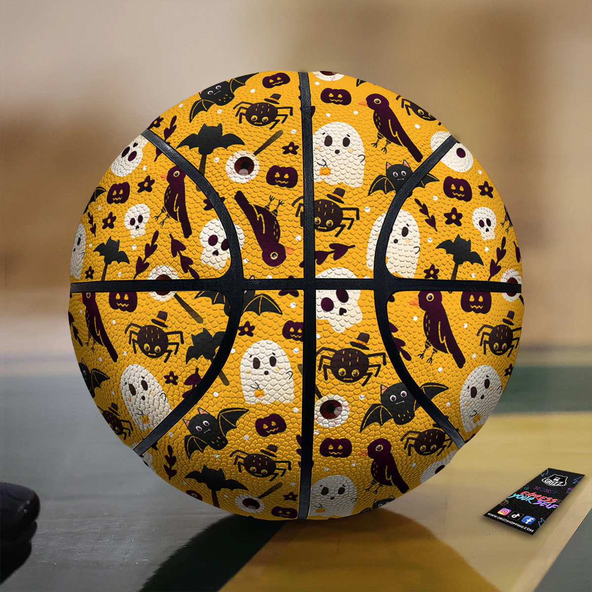 Orange Color Halloween Cute Print Pattern Basketball