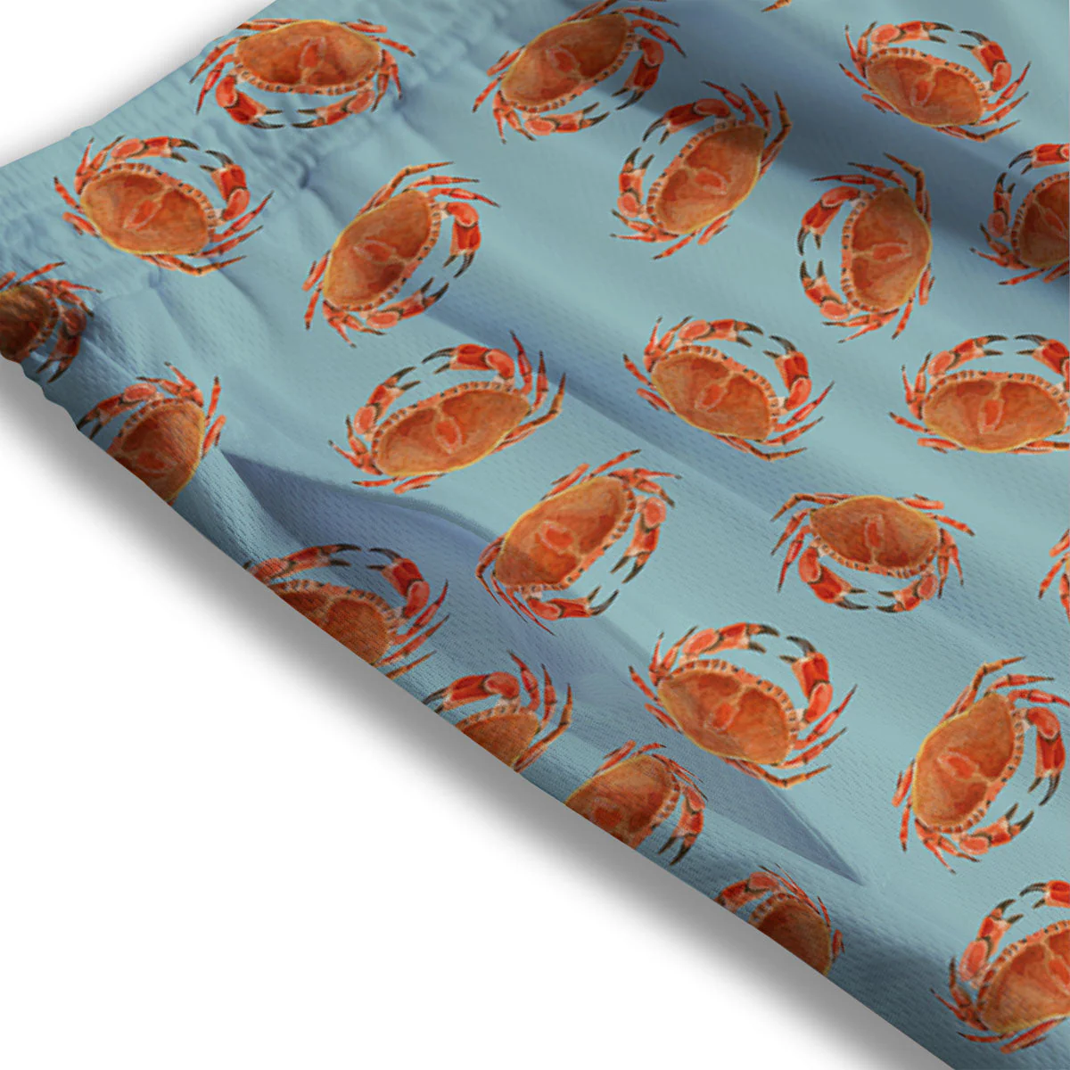 Orange Crab Print Pattern Mesh Shorts - Image 3