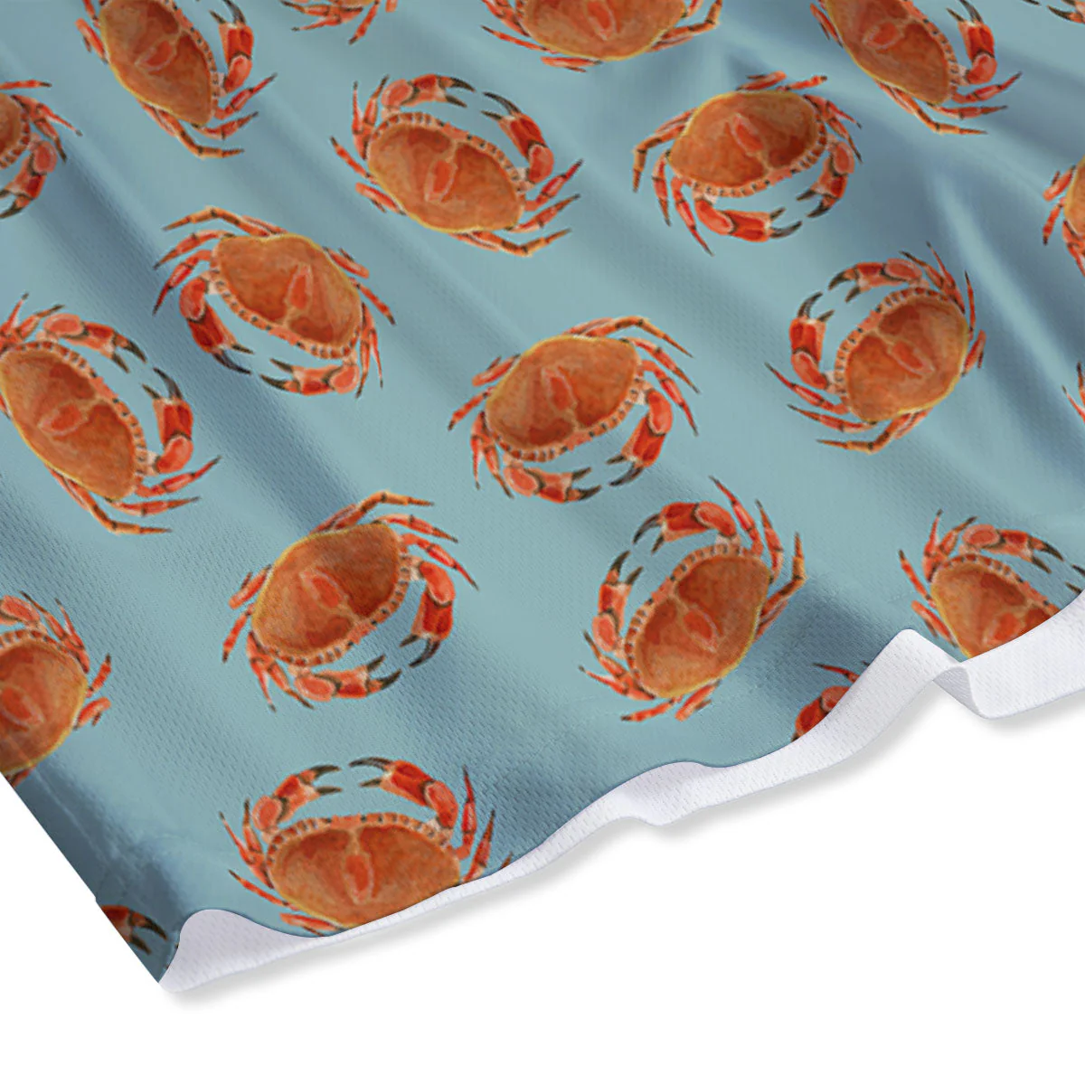 Orange Crab Print Pattern Mesh Shorts - Image 4