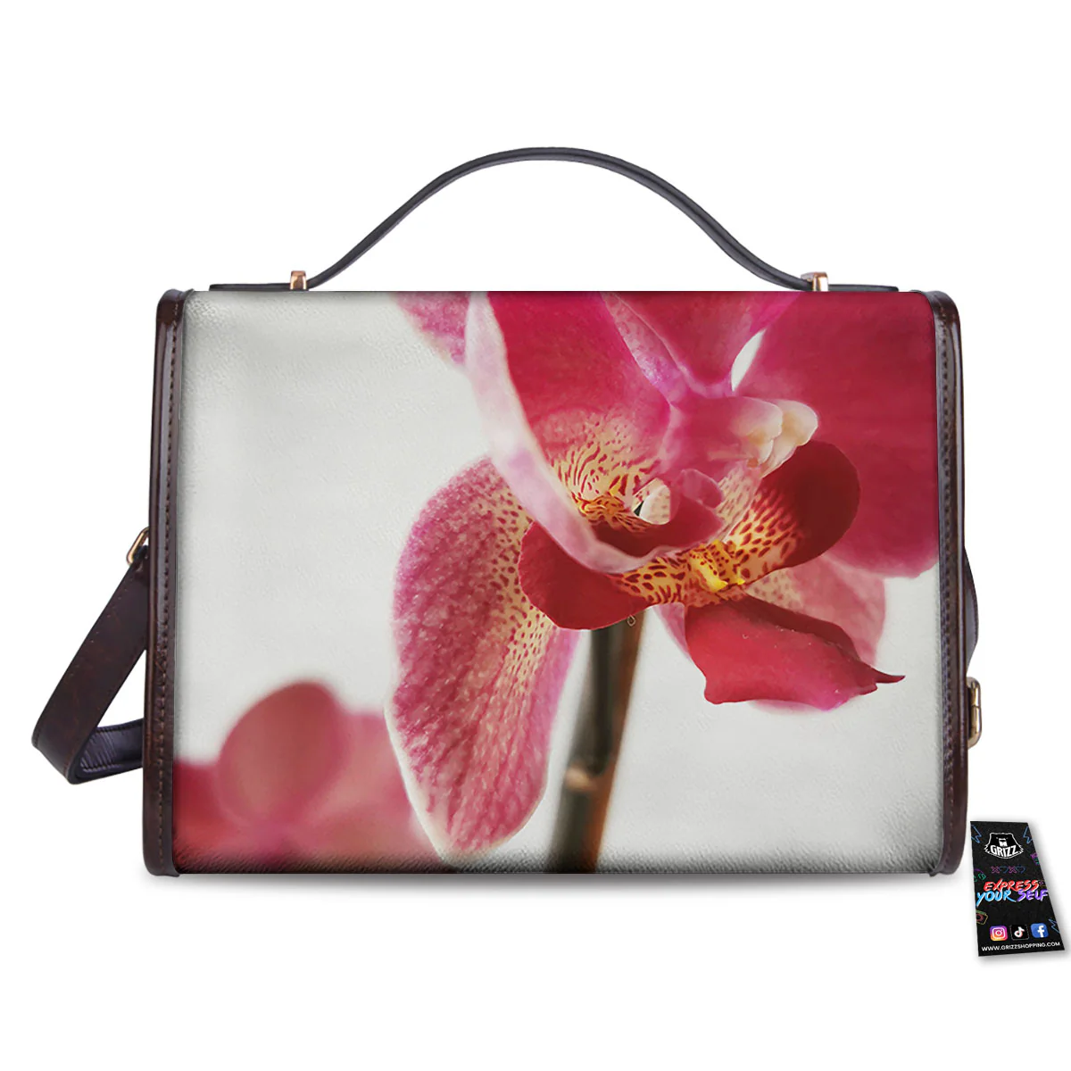Orchid Flower Pink Print Women's Satchel Bag - Image 2