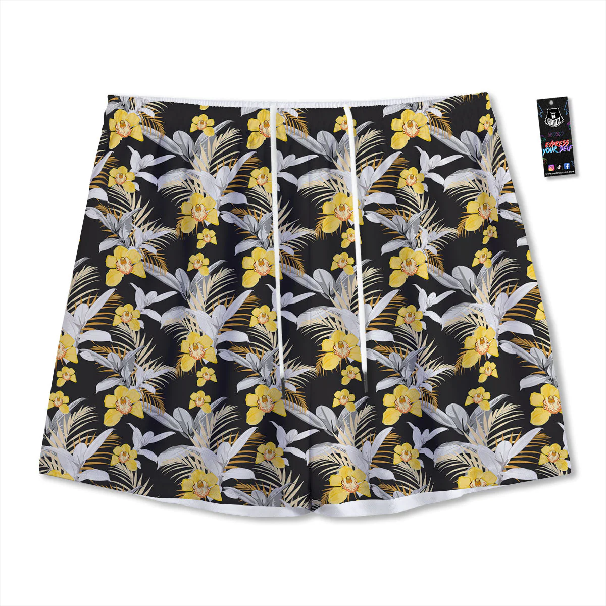 Orchid Yellow Print Pattern Mesh Shorts