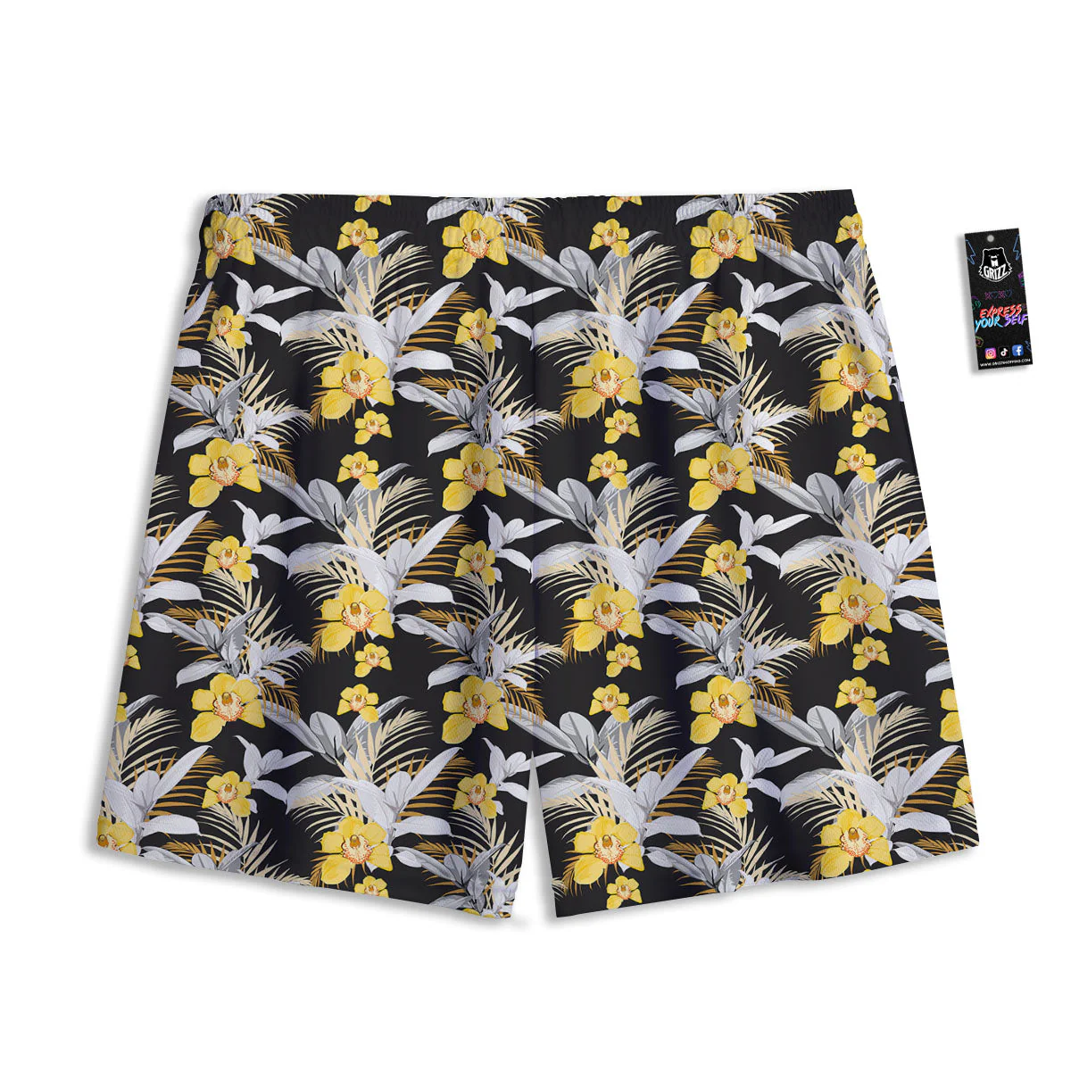 Orchid Yellow Print Pattern Mesh Shorts - Image 2
