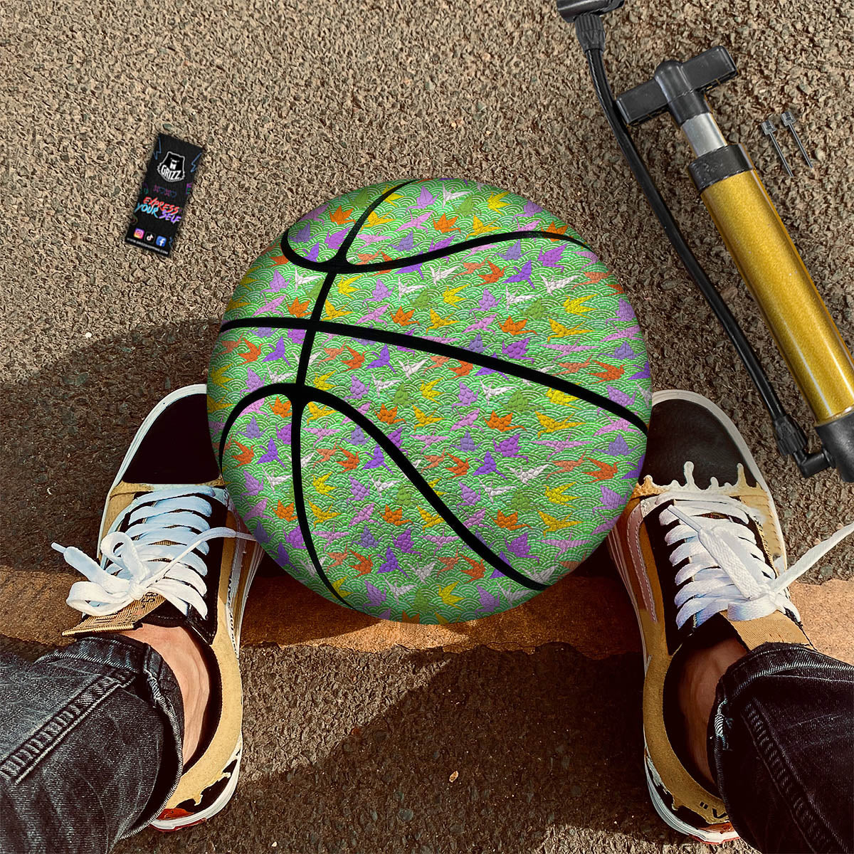 Origami Bird Colorful Print Pattern Basketball - Image 3