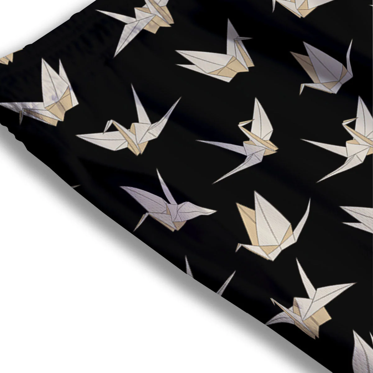 Origami White And Black Print Pattern Mesh Shorts - Image 3