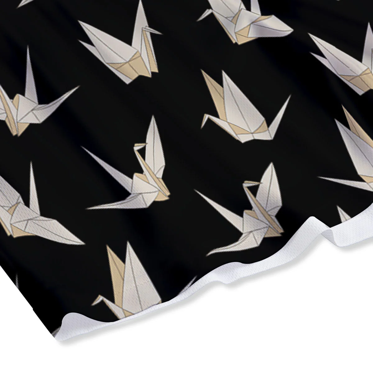 Origami White And Black Print Pattern Mesh Shorts - Image 4