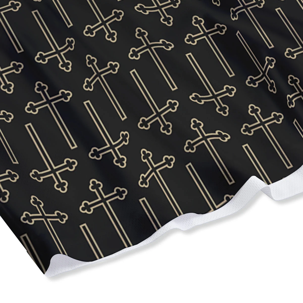 Orthodox Beige And Black Print Pattern Mesh Shorts - Image 4