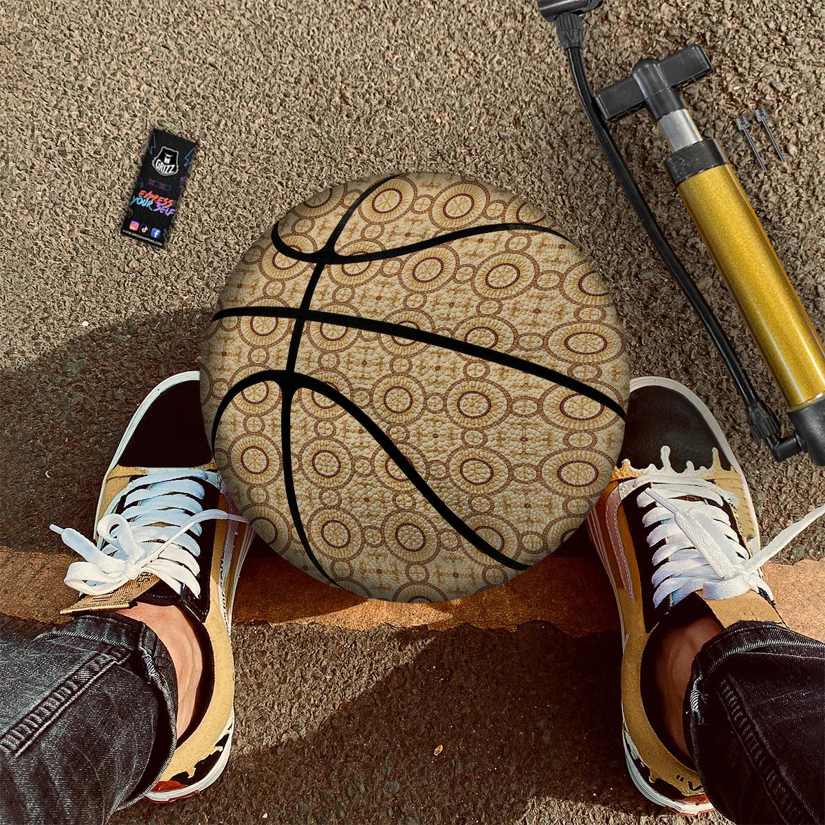 Orthodox Black And Beige Print Pattern Basketball - Image 2