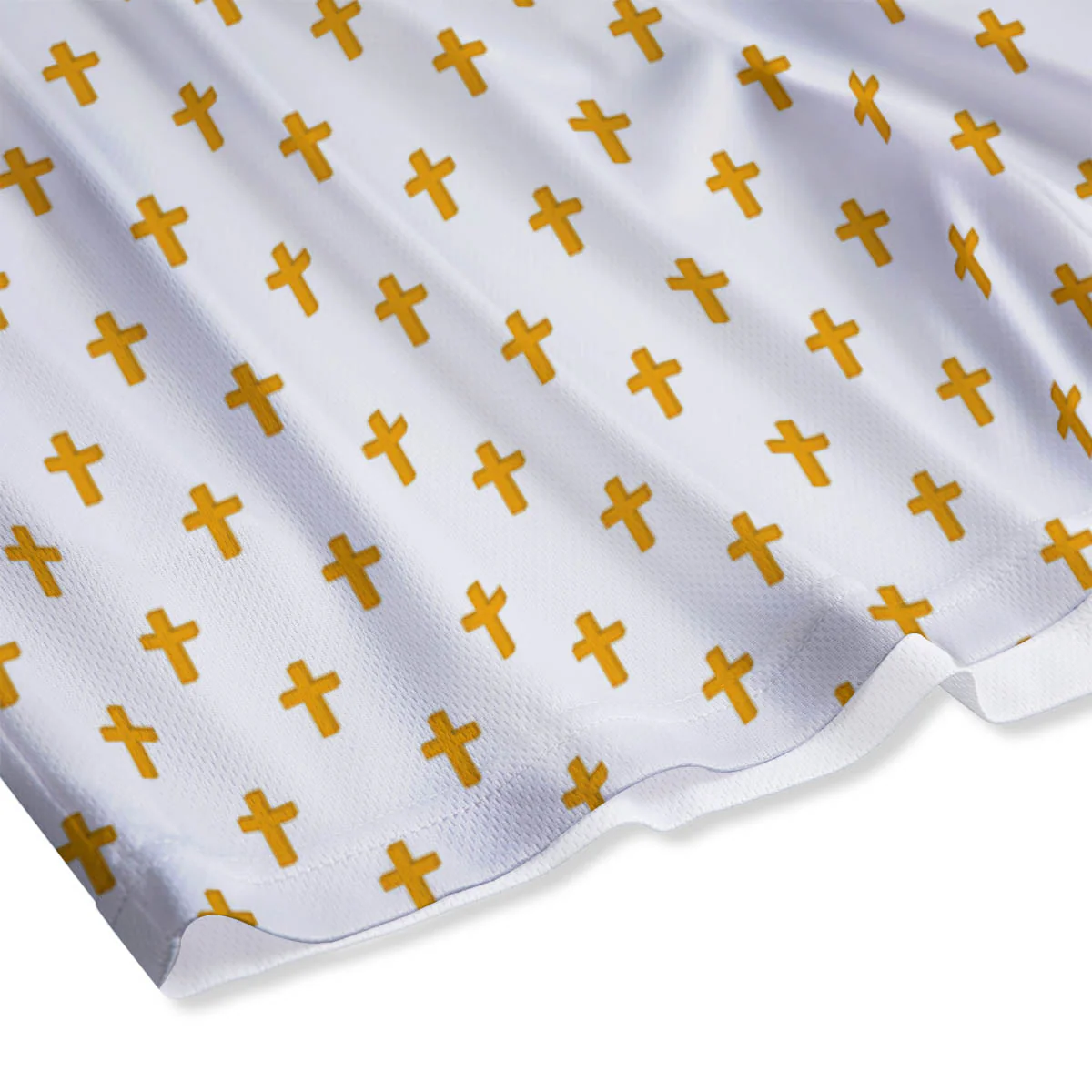 Orthodox Cross Print Pattern Mesh Shorts - Image 4