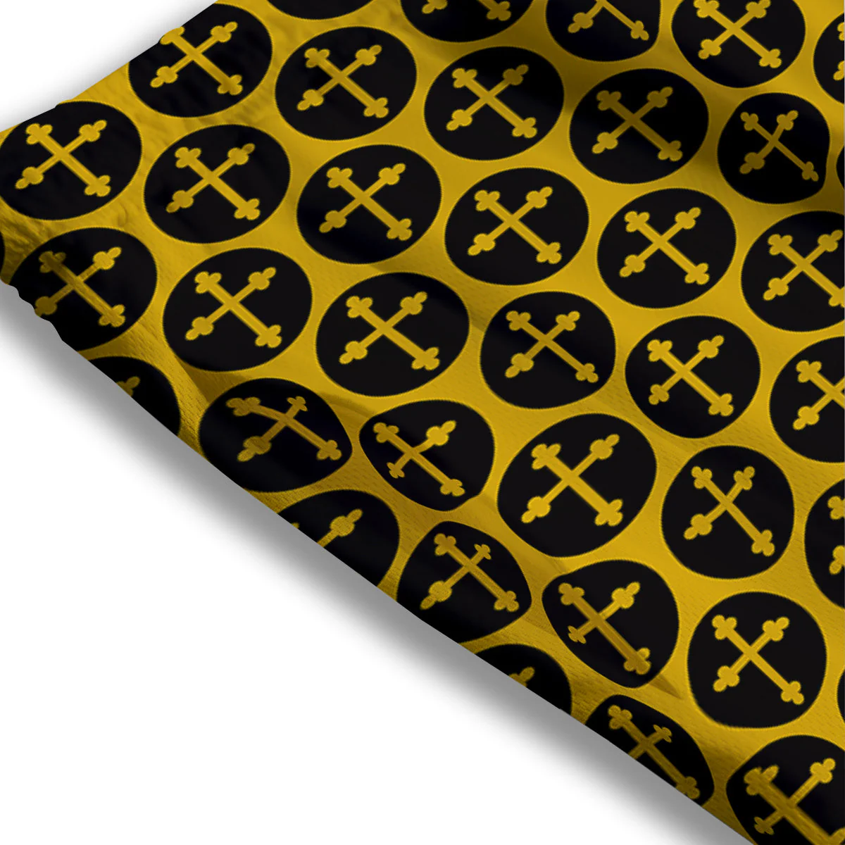 Orthodox Gold And Black Print Pattern Mesh Shorts - Image 3