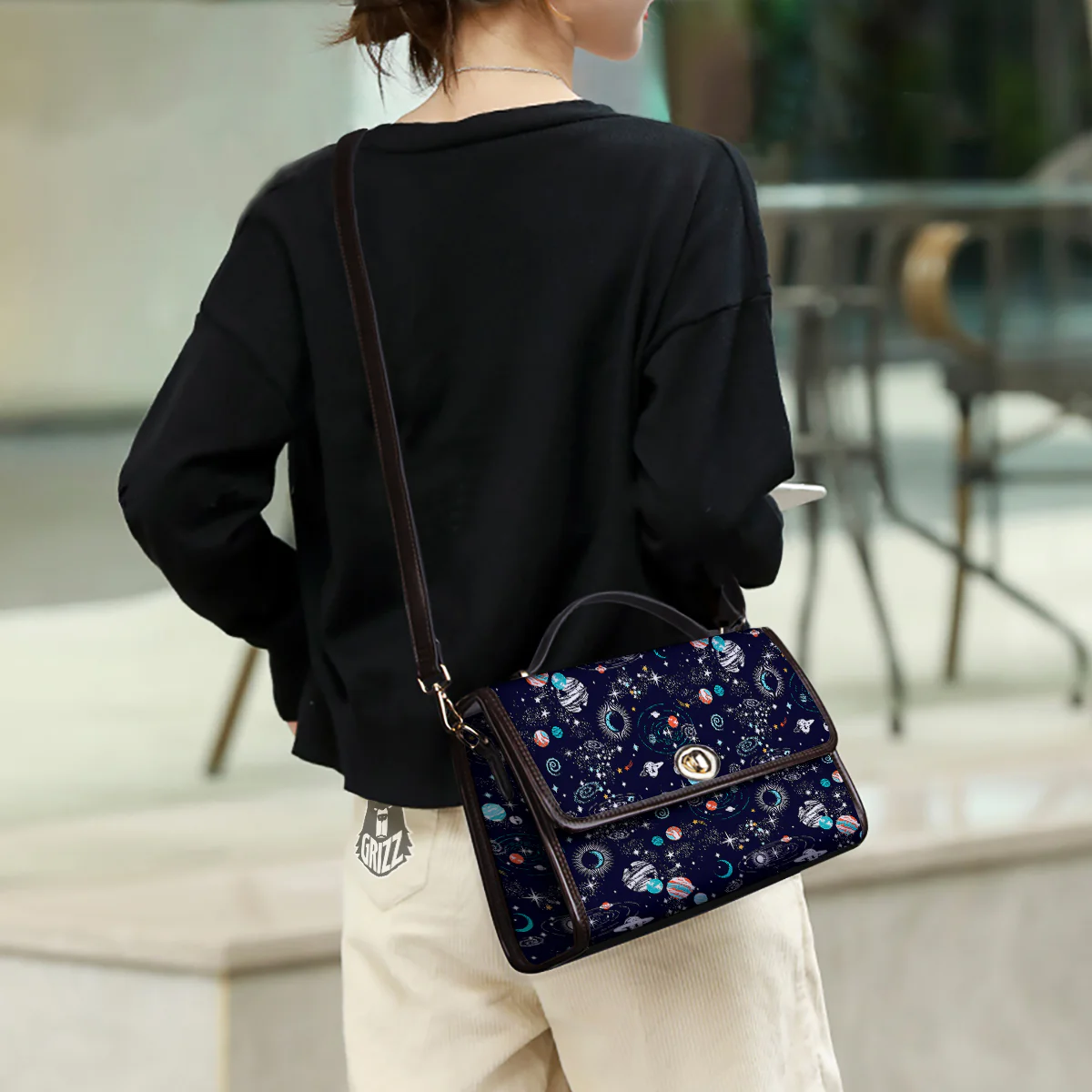 Outer Galaxy Space Universe Print Pattern Women's Satchel Bag - Image 3