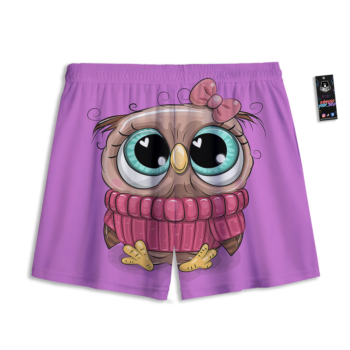 Owl Cute Print Mesh Shorts - Image 2