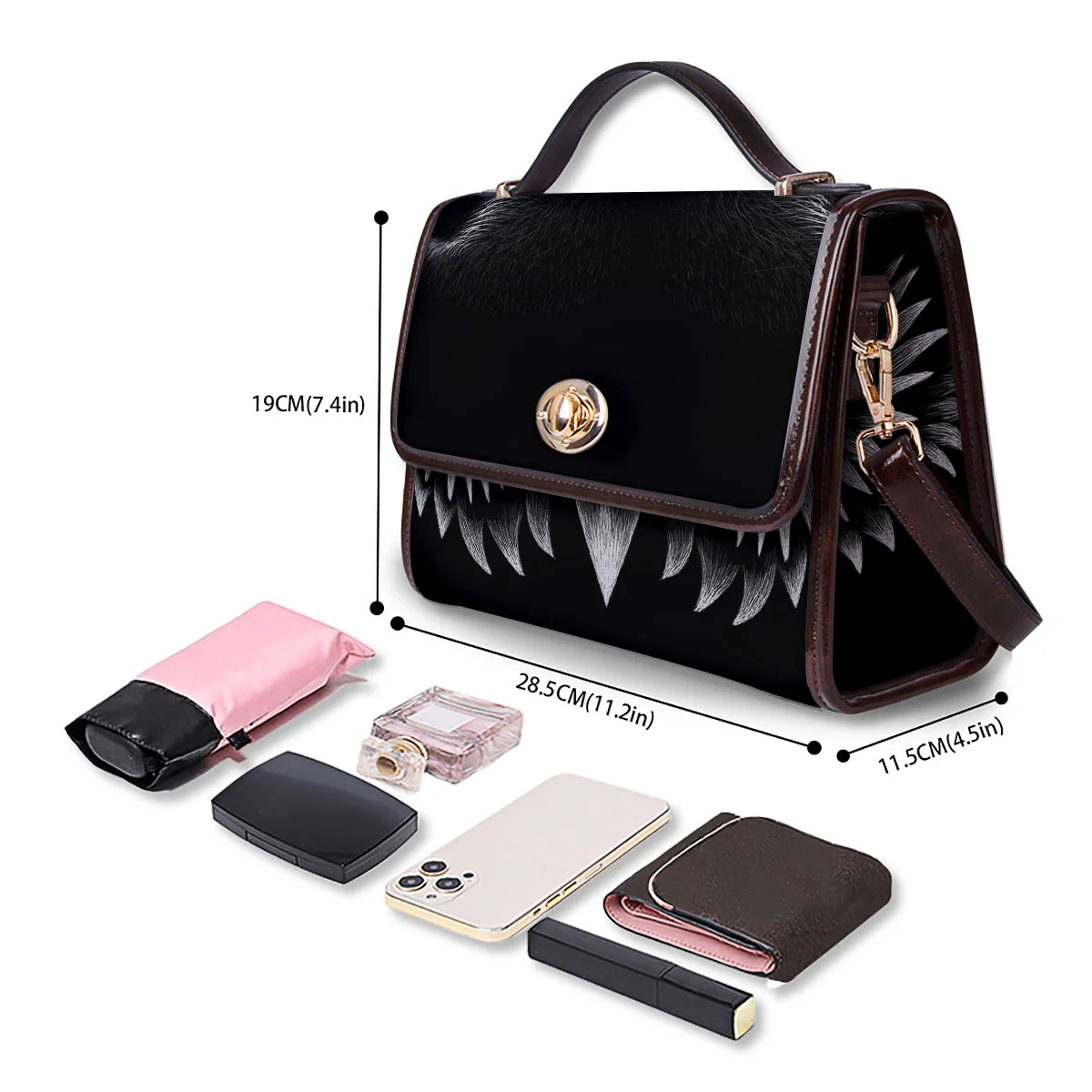 Owl Eyes Print Women's Satchel Bag - Image 4