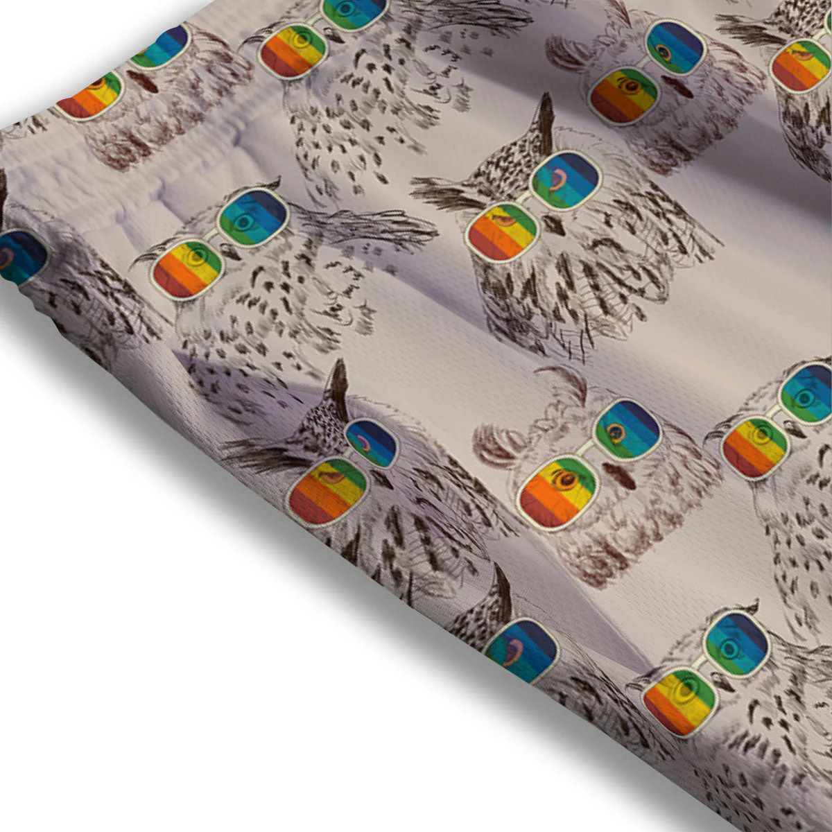 Owl Glasses Print Pattern Mesh Shorts - Image 3
