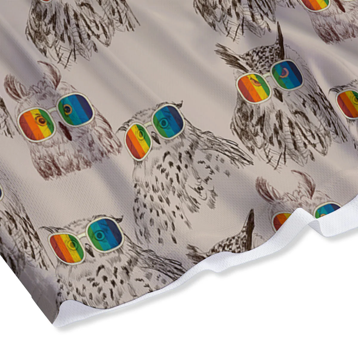 Owl Glasses Print Pattern Mesh Shorts - Image 4