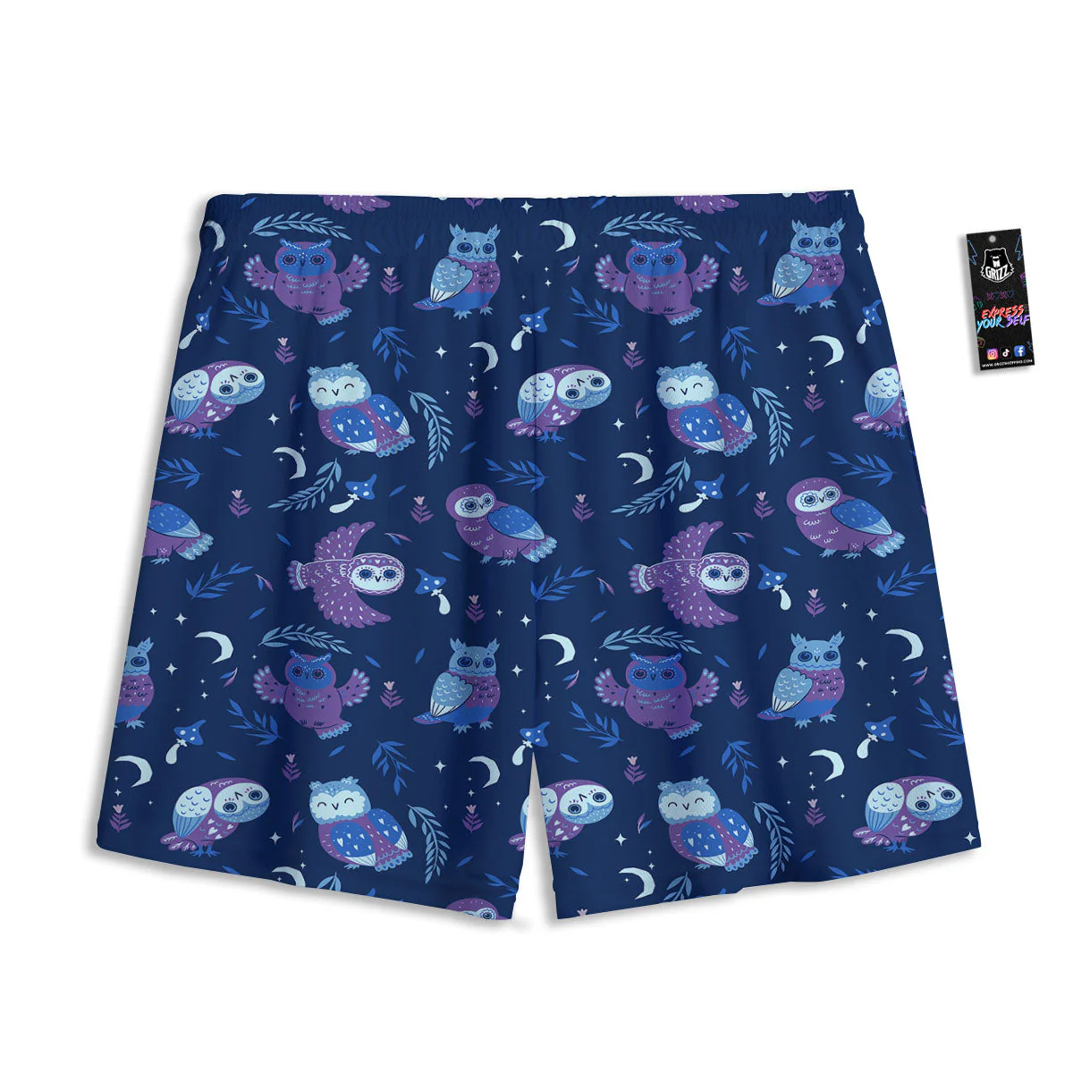 Owl Night Print Pattern Mesh Shorts - Image 2