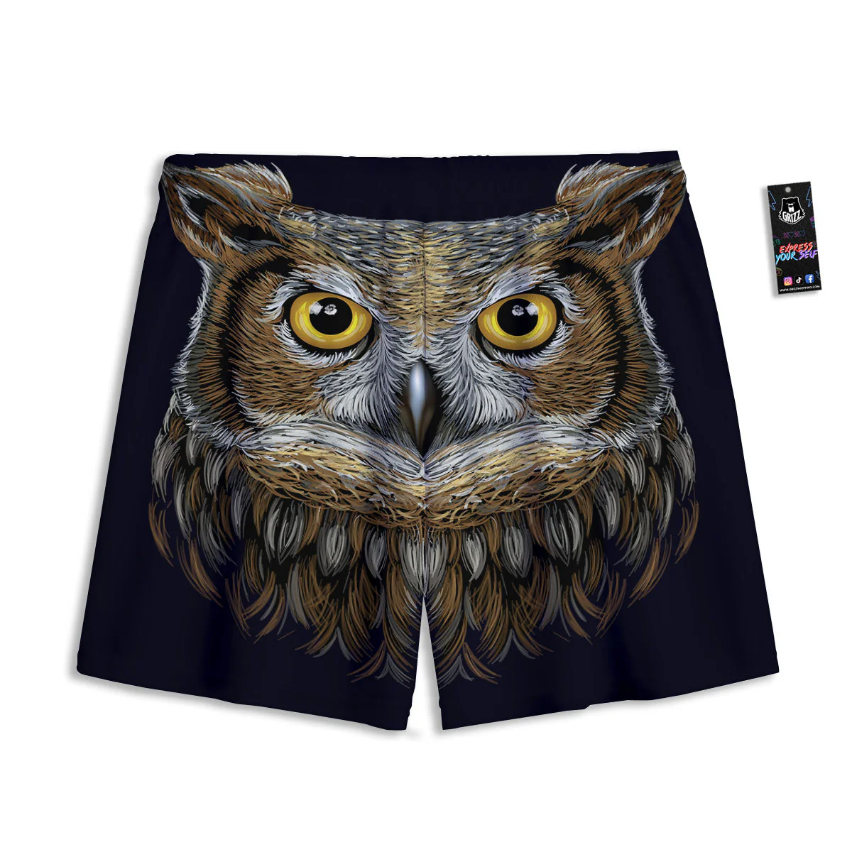 Owl Portrait Print Mesh Shorts - Image 2