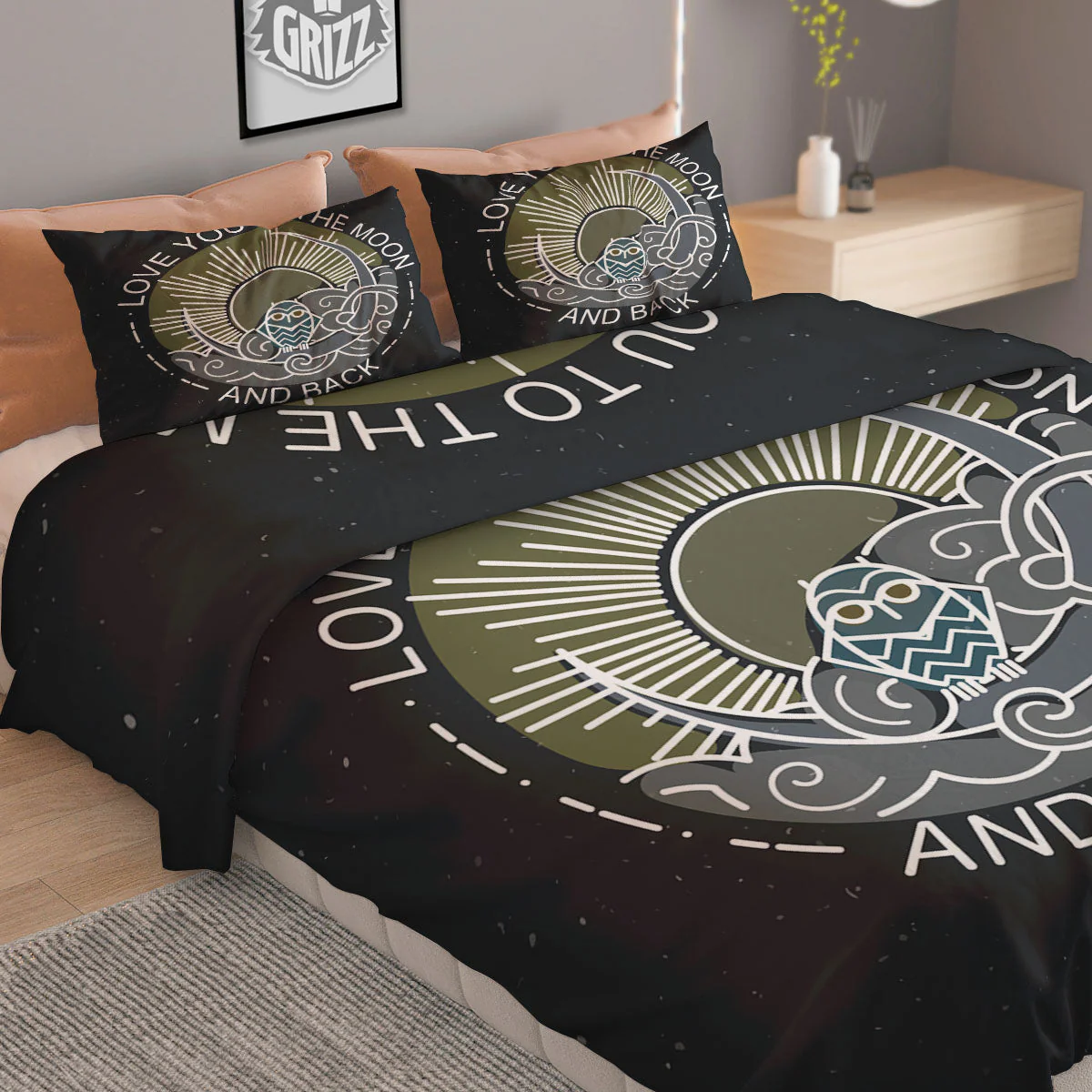 Owl Spiritual With Moon And Sun Print Duvet Cover Bedding Set - Image 2
