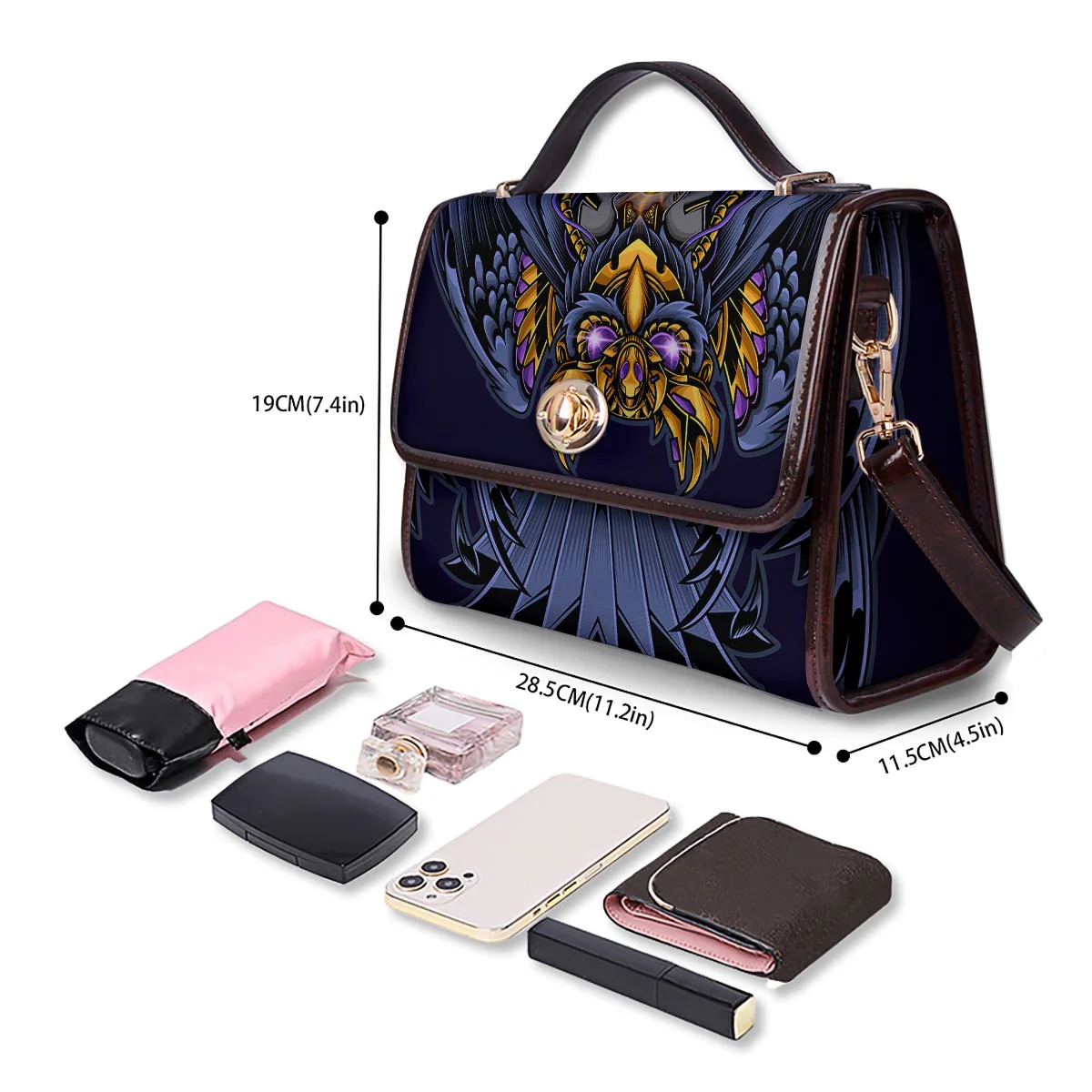Owl Steampunk Print Women's Satchel Bag - Image 4
