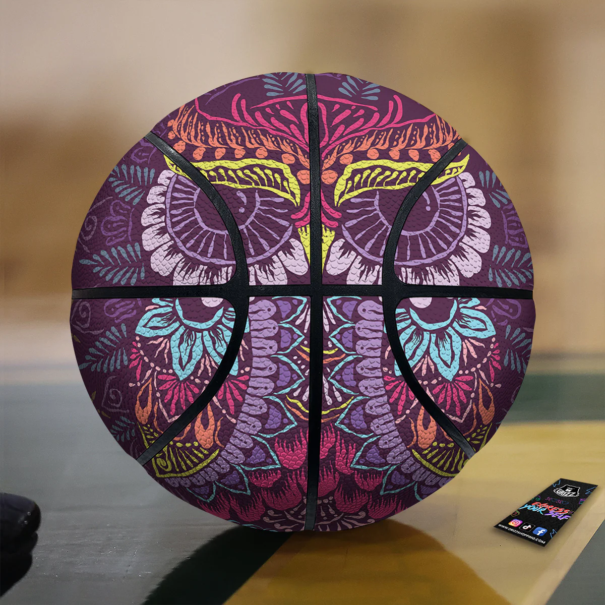 Owl Tribal Colorful Print Basketball