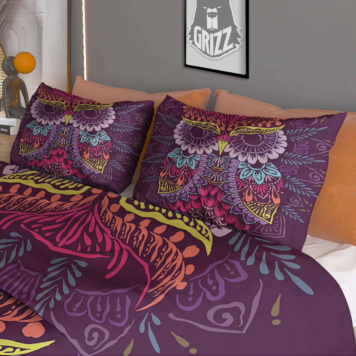 Owl Tribal Colorful Print Duvet Cover Bedding Set - Image 3