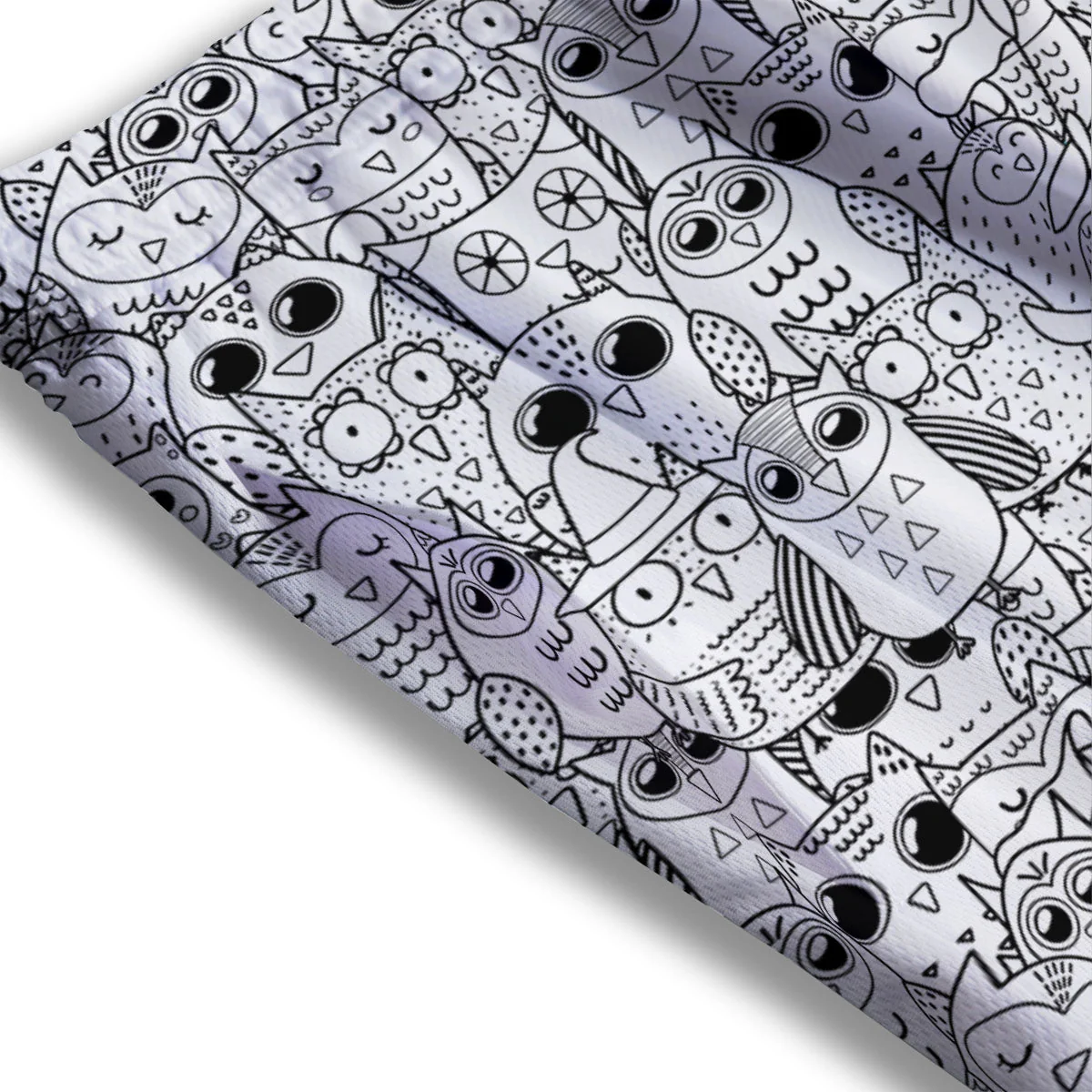 Owl White And Black Print Pattern Mesh Shorts - Image 3