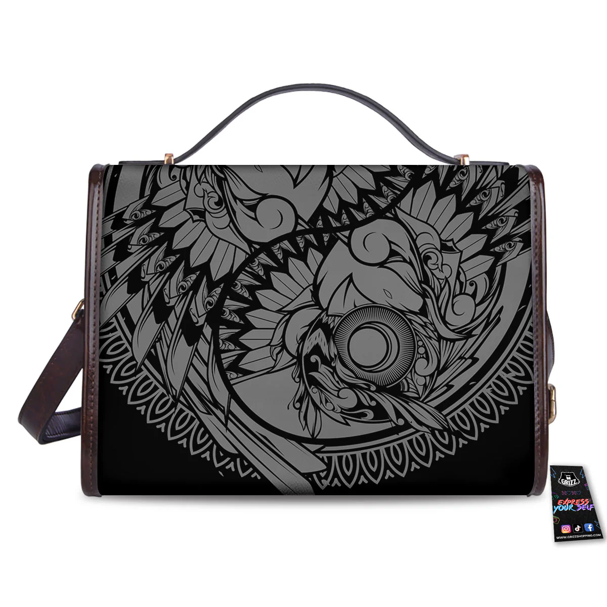 Owl Yin Yang Print Women's Satchel Bag - Image 2