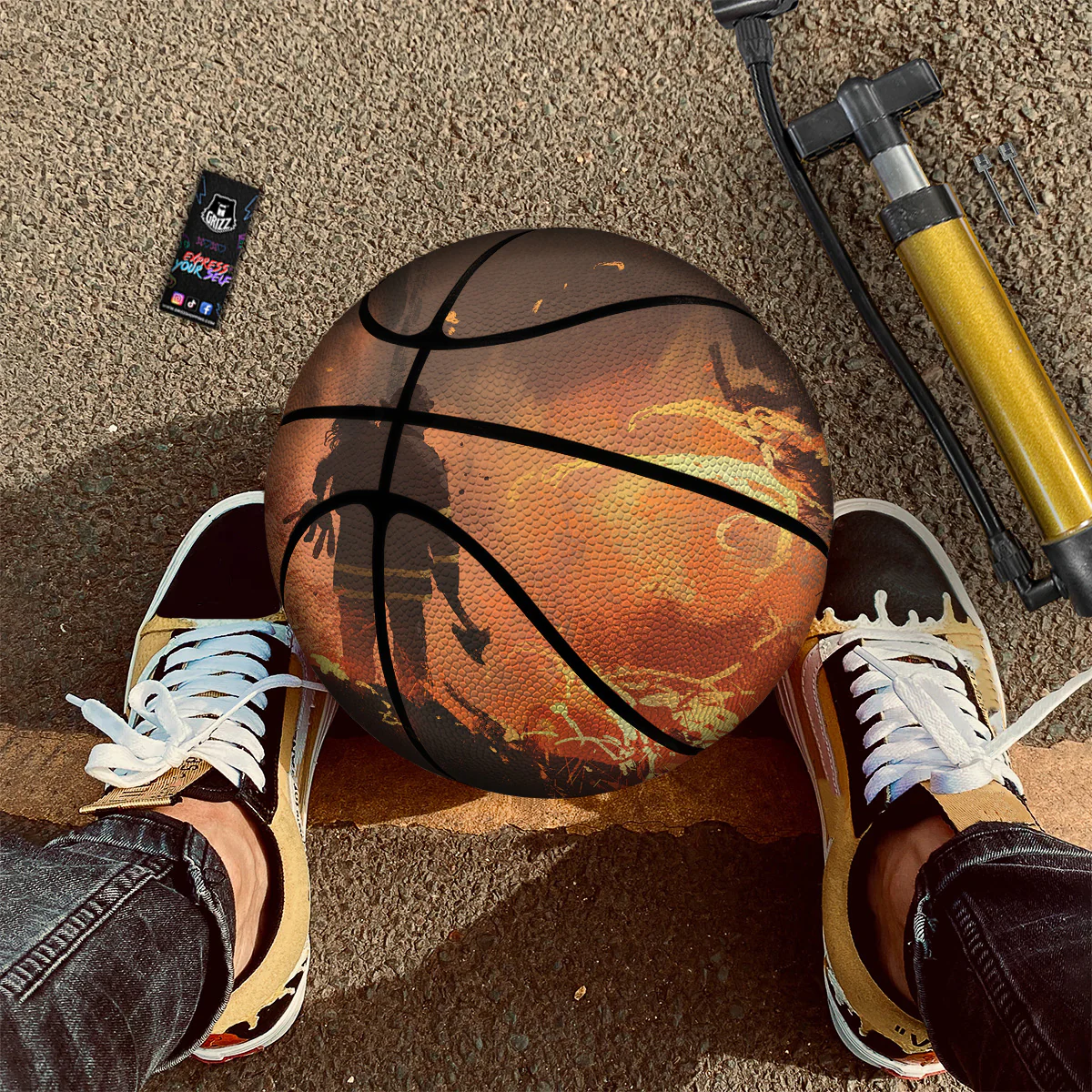 Painting Brave Firefighter Print Basketball - Image 2