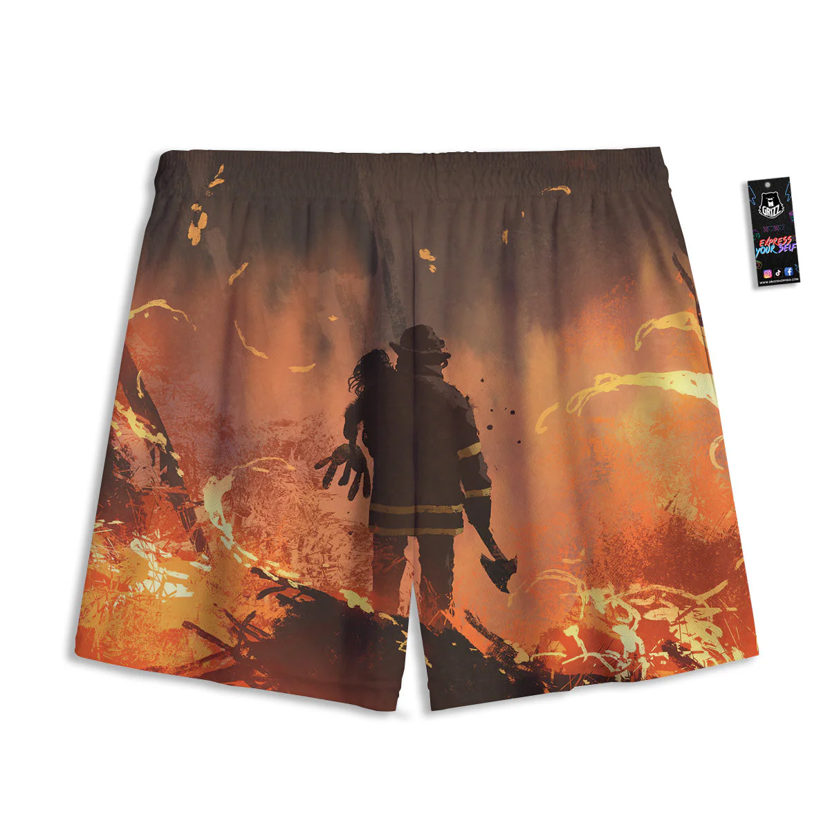 Painting Brave Firefighter Print Mesh Shorts - Image 2