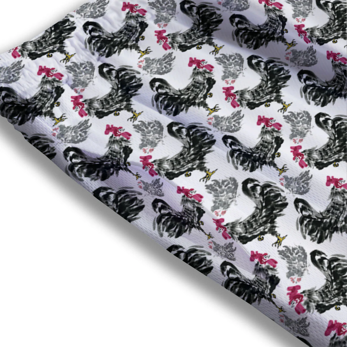 Painting Chicken Ink Print Pattern Mesh Shorts - Image 3