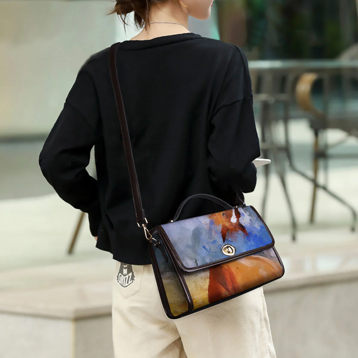 Painting Running Horses Print Women's Satchel Bag - Image 3