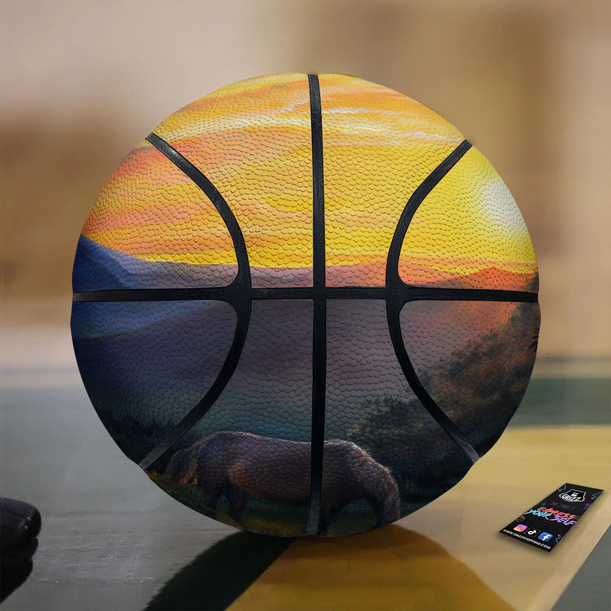 Painting Sunset Horse Print Basketball