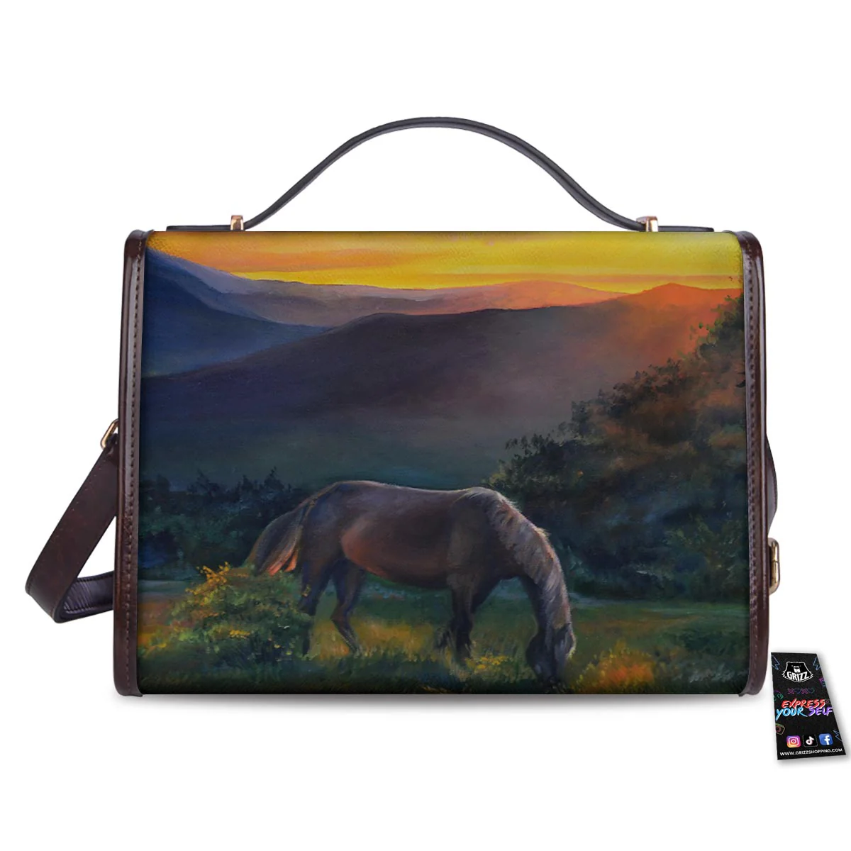 Painting Sunset Horse Print Women's Satchel Bag - Image 2