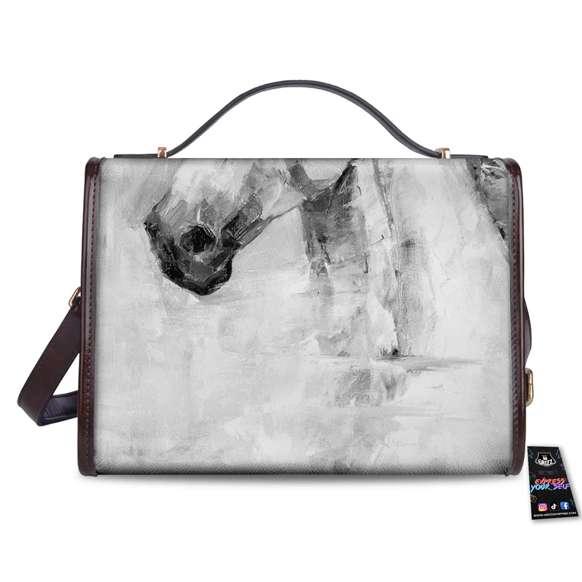 Painting White Horse Print Women's Satchel Bag - Image 2