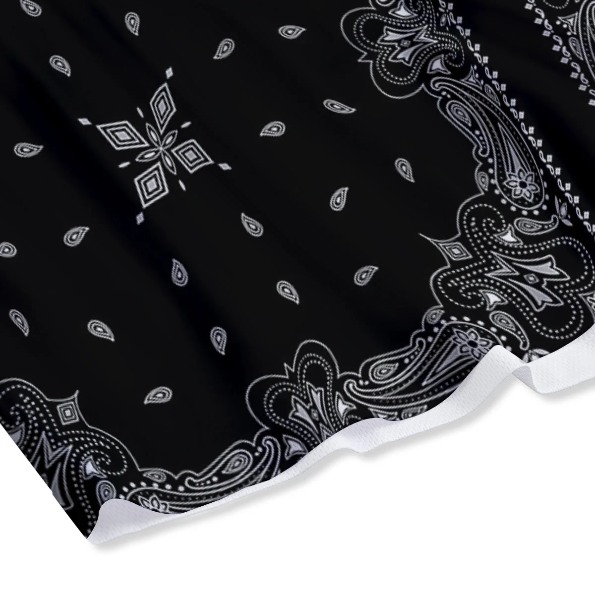 Paisley Bandana Black And White Print Pattern Mesh Shorts - Image 4