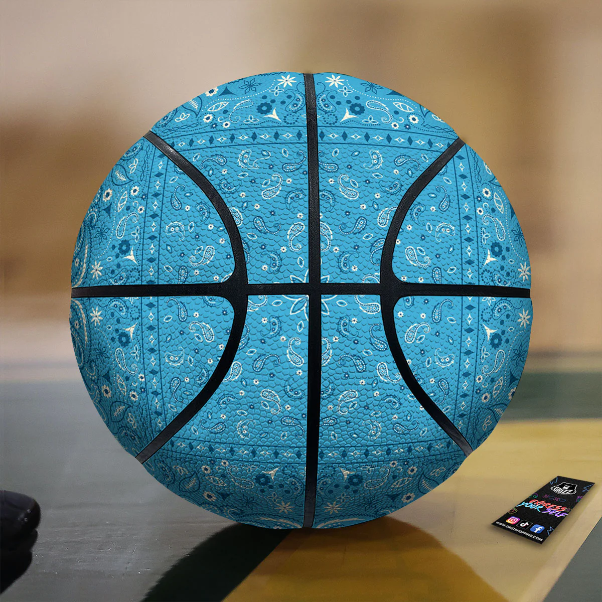 Paisley Bandana Light Blue Print Basketball
