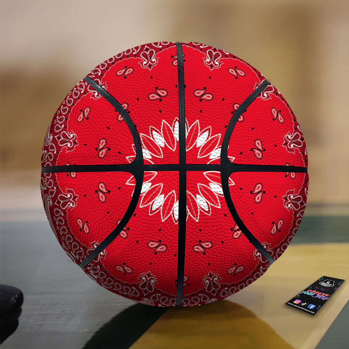 Paisley Bandana White And Red Print Basketball