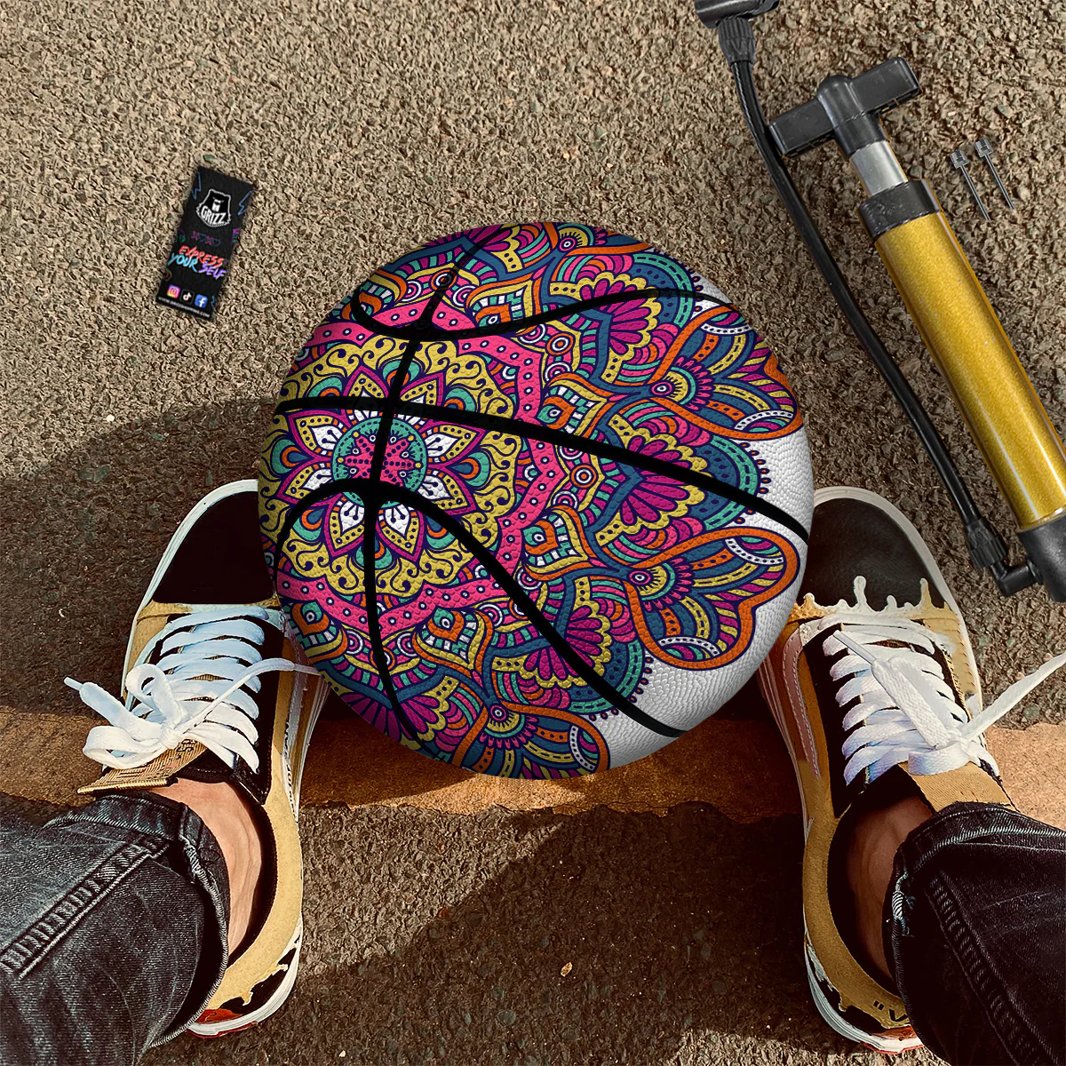 Paisley Boho Colorful Print Basketball - Image 3
