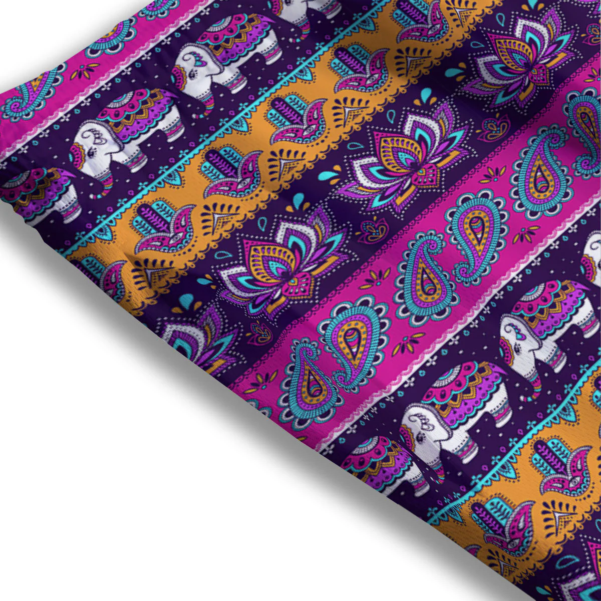 Paisley Elephant Hamsa Print Pattern Mesh Shorts - Image 3