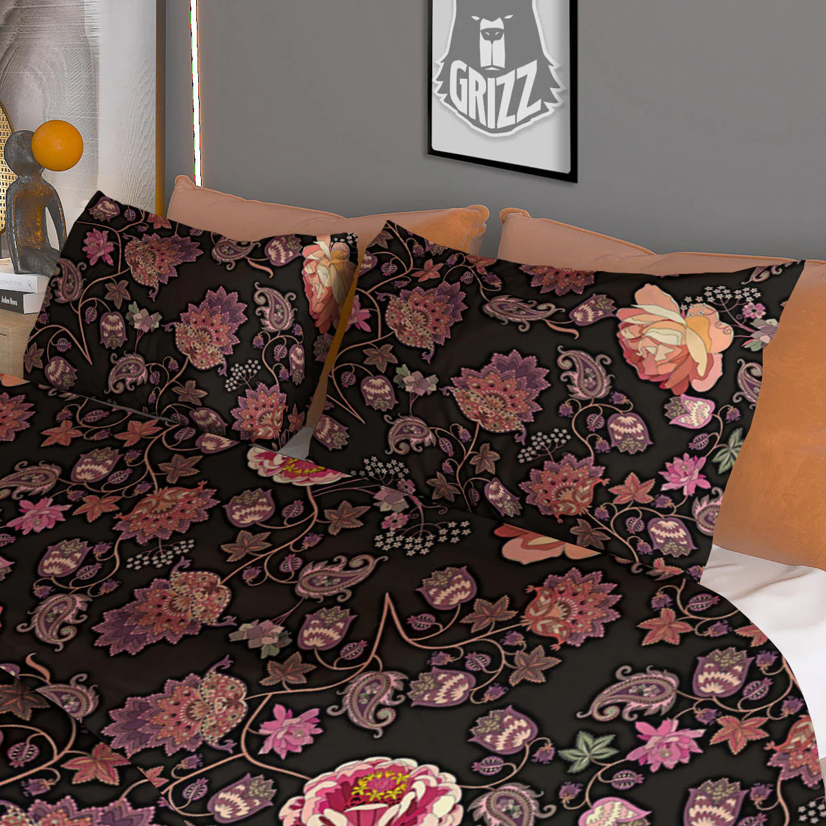 Paisley Indian Rose Print Pattern Duvet Cover Bedding Set - Image 3