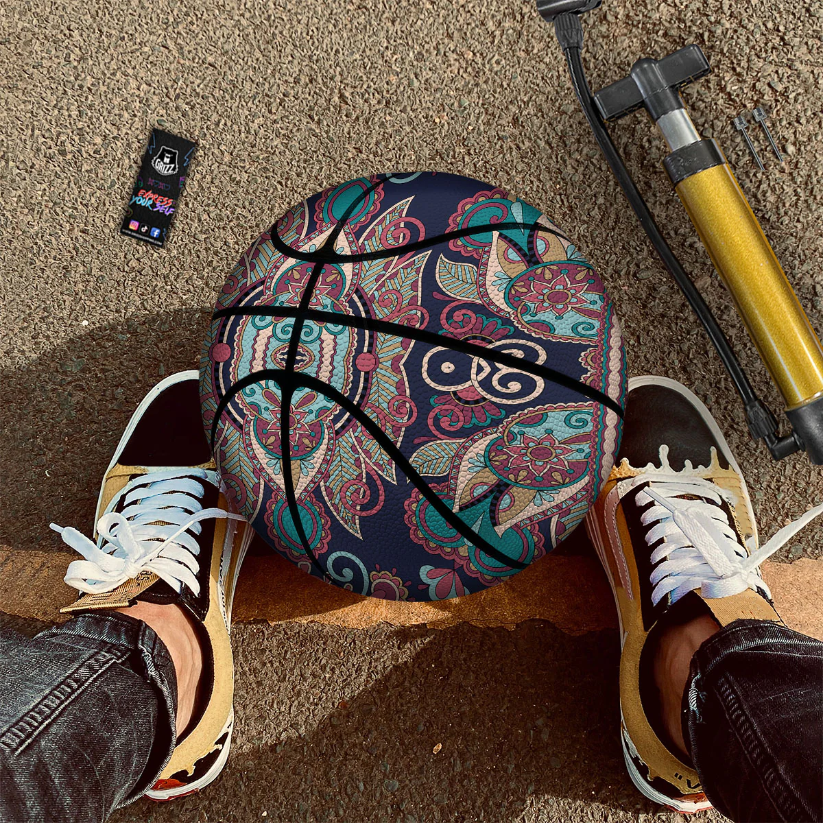 Paisley Mandala Ornamental Print Basketball - Image 2