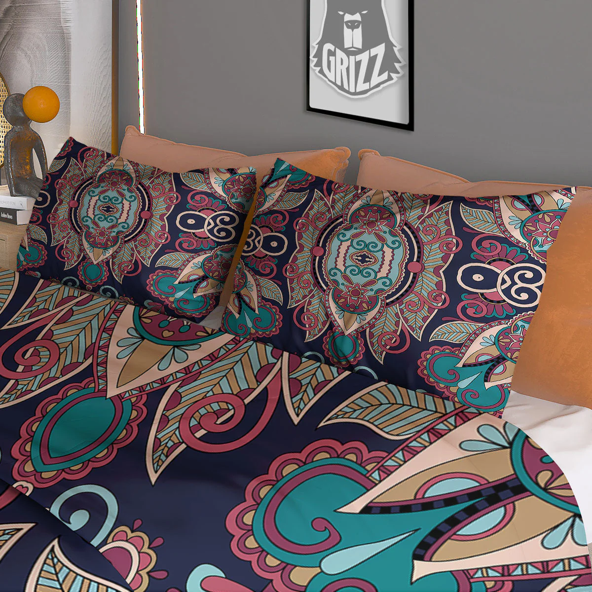 Paisley Mandala Ornamental Print Duvet Cover Bedding Set - Image 3