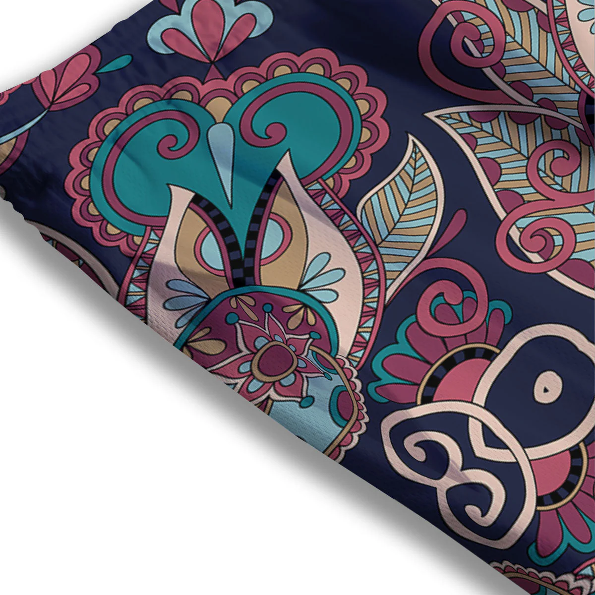 Paisley Mandala Ornamental Print Mesh Shorts - Image 3
